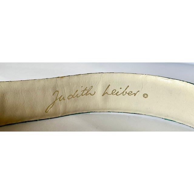 Metal 1990s Judith Leiber Belt Snakeskin Turquoise Blue Green Gold Plated Buckle Art Deco Adjustable Vintage For Sale - Image 7 of 11