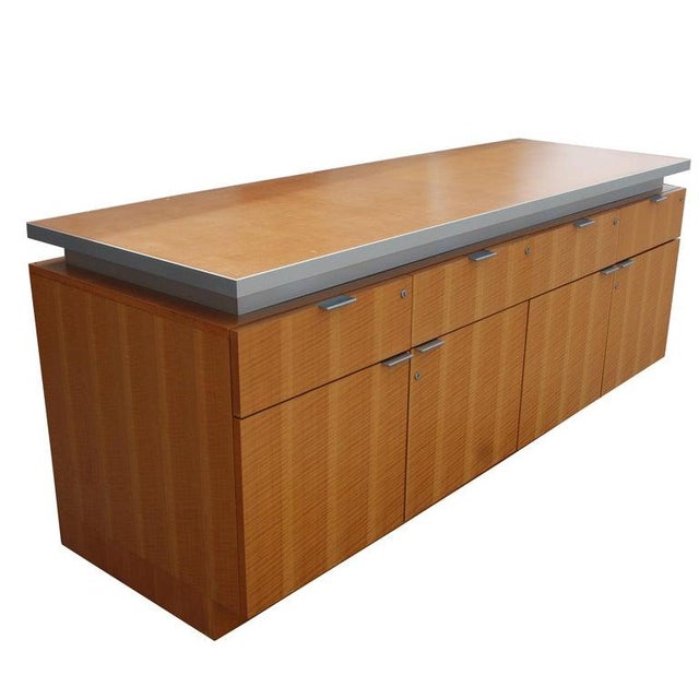 Bernhardt Credenza A rare modern chrome and maple credenza. 4 drawers with ample storage underneath with shelving. Chrome...