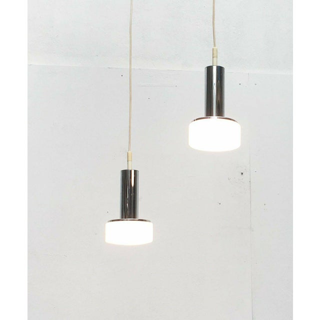 Mid-Century Space Age German Model P105 Glass and Chrome Pendant Lamps from Staff, 1960s, Set of 2 For Sale - Image 17 of 18