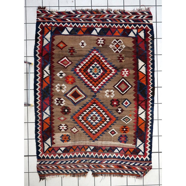 1930s, Handmade Antique Persian Ardabil Kilim Rug 4.5' X 6.5' For Sale - Image 16 of 16