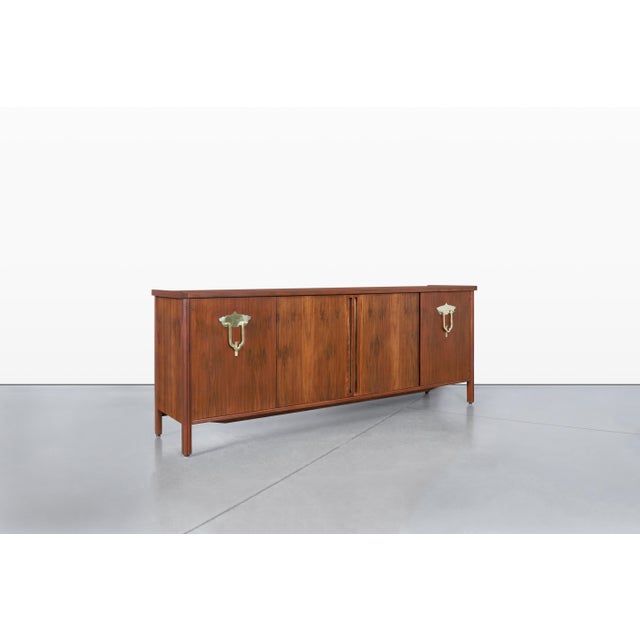 Mid-Century Modern Vintage Walnut Tambour Door Credenza by Bert England for John Widdicomb For Sale - Image 3 of 15