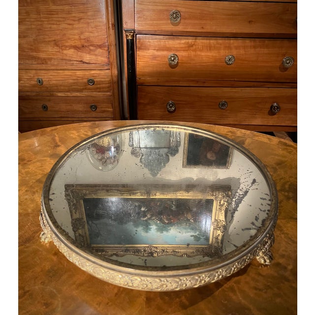 19th Century Italian Empire Mercury-Gilded Bronze Mirrored Plateau Centerpiece For Sale - Image 10 of 14