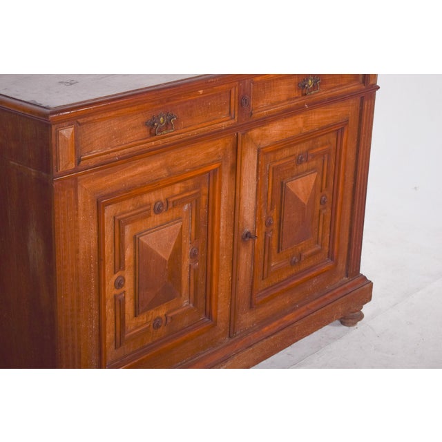 Antique European Oak Sideboard with Padded Doors For Sale - Image 12 of 13