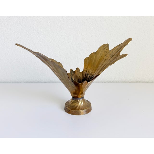 Gold Hollywood Regency Flared Leaf Jardinière or Centerpiece Bowl, Mid-20th Century For Sale - Image 8 of 12