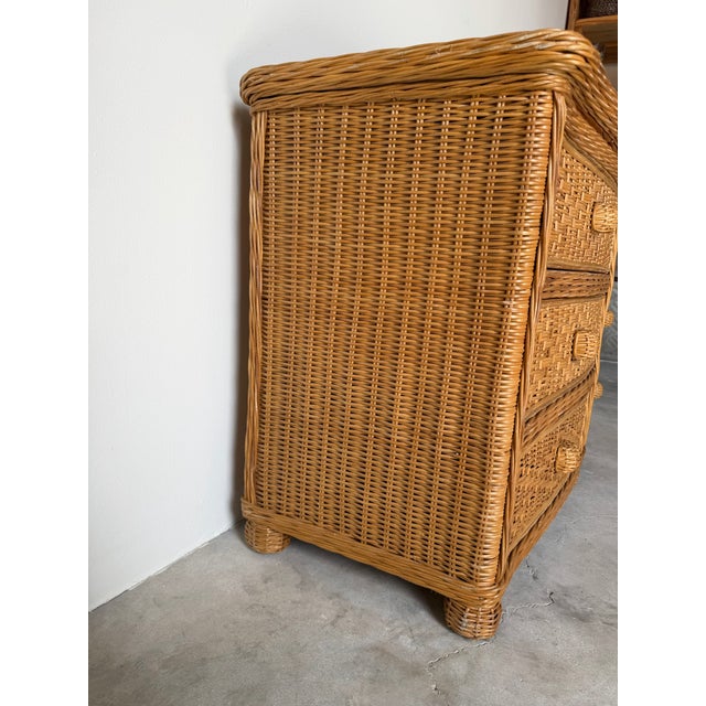 Vintage Coastal Organic Woven Rattan Six-Drawer Dresser For Sale - Image 9 of 12