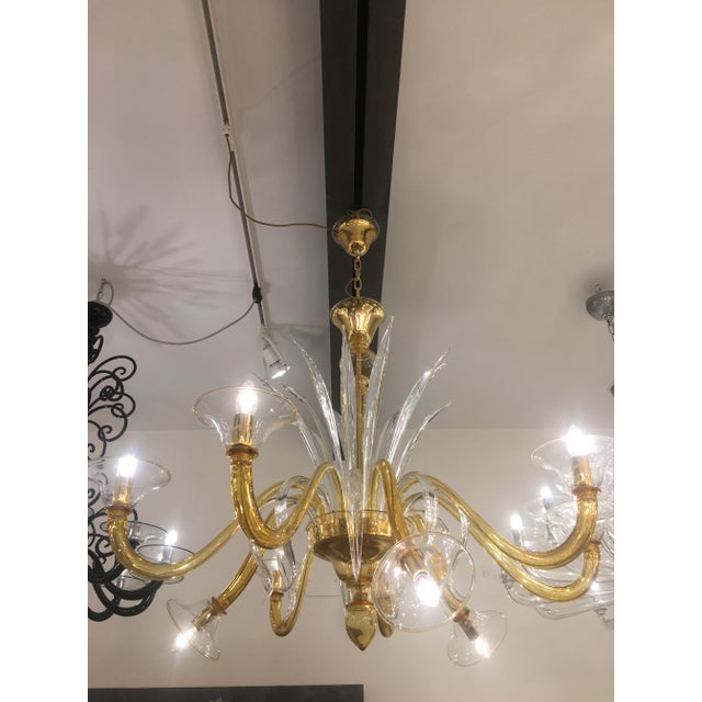 Contemporary Amber Murano Glass Chandelier For Sale - Image 10 of 10