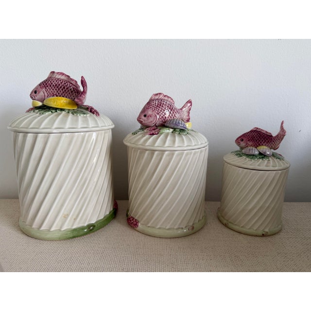 Fitz and Floyd Fish, Clams Jar Canister and Lid - Set of 3 For Sale - Image 11 of 12