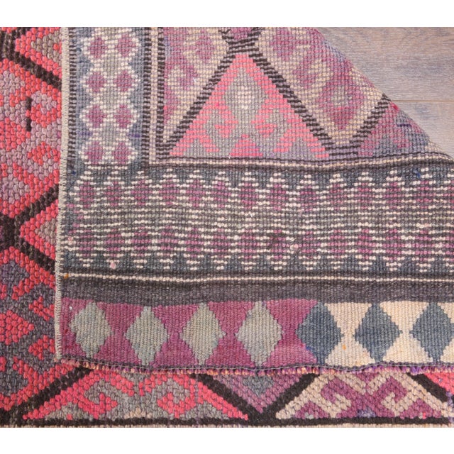 Textile 1970s Vintage Turkish Hand-Knotted Wool Cotton Pink Runner Rug For Sale - Image 7 of 10