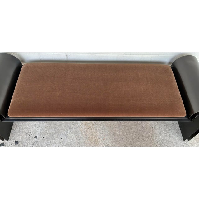 2020s Caracole Modern Chocolate Brown Velvet Beau Bench For Sale - Image 5 of 5