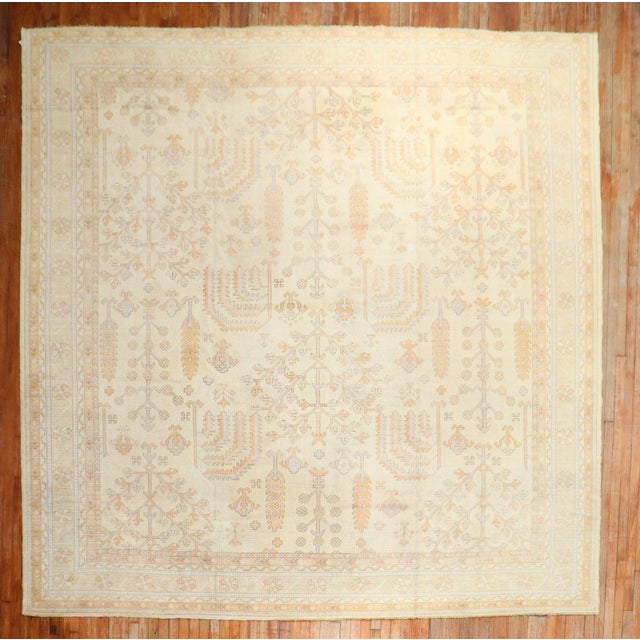 Asian Antique Antique Turkish Square Oushak Rug - 11'1" x 12'8" For Sale - Image 3 of 11
