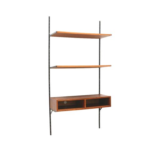 Wood Vintage Wall System / Wall Rack with Cabinet, 1960s For Sale - Image 7 of 8