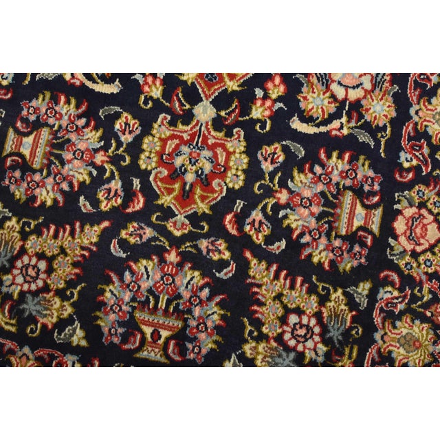 Qom Rug 2’7” X 4’9” Blue Wool Vintage Traditional Hand-Knotted Carpet For Sale - Image 4 of 10