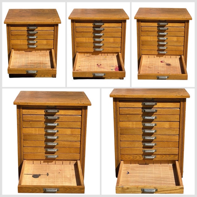 Early 20th Century Antique Oak Hamilton Printers Cabinet / Flat File Map Cabinet With 10 Drawers For Sale - Image 5 of 12