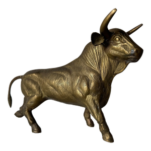 Vintage Solid Brass Bull Sculpture