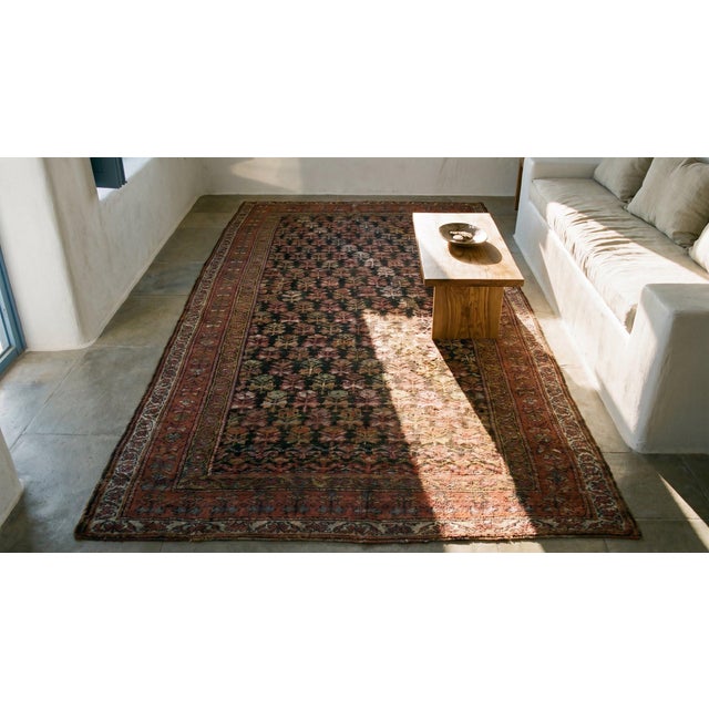 1930s Brown Geometric Antique Persian Kurdish Rug 5' X 10'6" Handknotted Wool Carpet For Sale In New York - Image 6 of 8