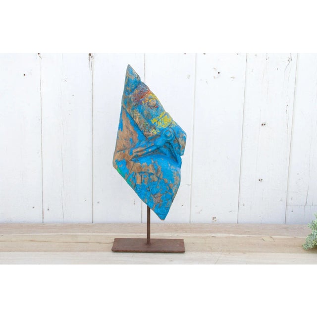 Indian Antique Jodhpur Blue Horse Bust For Sale - Image 3 of 10