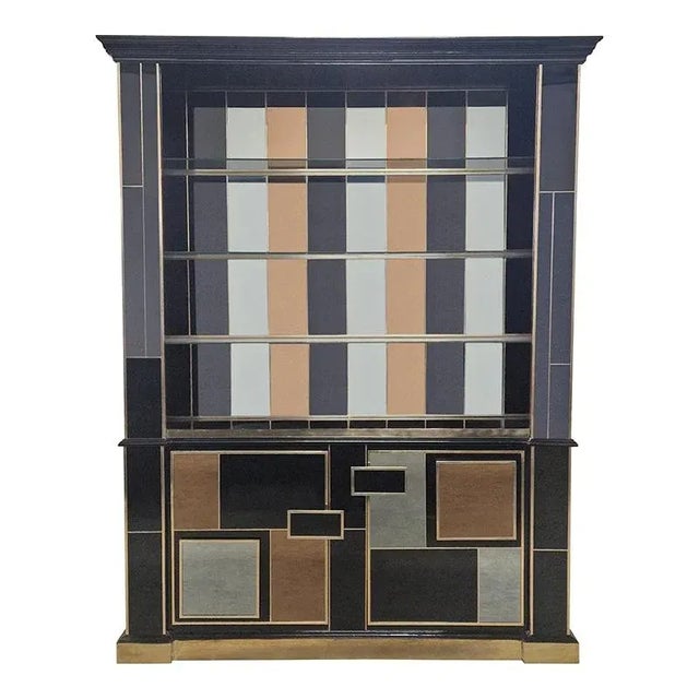 Black Illuminated Mirrored Glass Bookcase, 1980s For Sale - Image 8 of 8