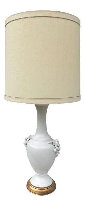 Mid Century Monumental Italian Porcelain Blanc De Chin Table Lamp.