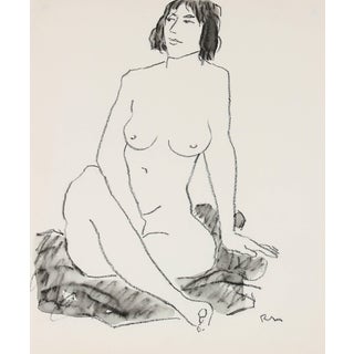 Rip Matteson Seated Female Figure Drawing in Ink and Charcoal, 20th Century For Sale