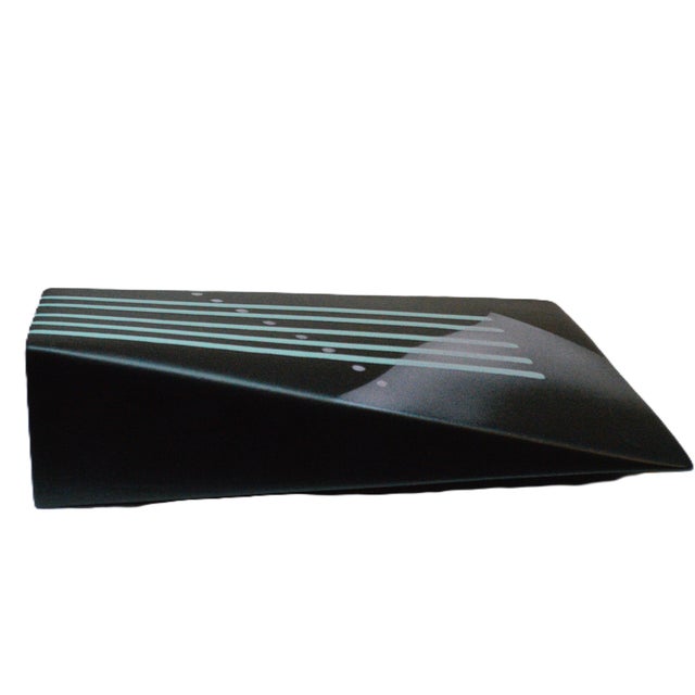 1990s John Bergen Satin Black Triangular Shape Ceramic Vase For Sale - Image 10 of 11