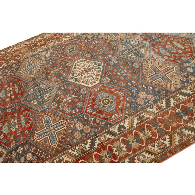 Multicolor Designed Persian Bakhtiari Wool Rug Handmade From the 1920s For Sale - Image 4 of 8