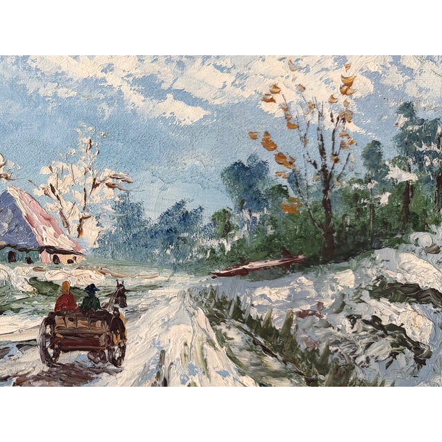 Street Art David Crespi Impressionst Winter Landscape Signed Oil on Canvas For Sale - Image 3 of 7