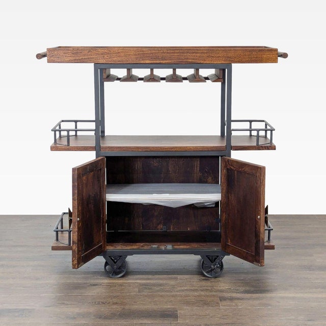 Traditional 17 Stories Zamora Two Door Wine Bar Cart For Sale - Image 3 of 11