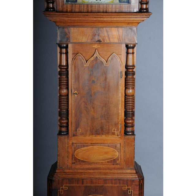 Antique English Grandfather Clock in Mahogany, 18th Century For Sale - Image 3 of 18