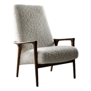 Mid-Century Scandinavian Modern White Teak Armchair from Bröderna Andersson, 1960s For Sale