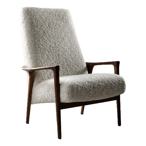 Mid-Century Scandinavian Modern White Teak Armchair from Bröderna Andersson, 1960s For Sale