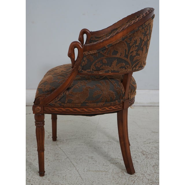 Traditional Set of 4 Regency Style Swan Arm Upholstered Occasional Chairs For Sale - Image 3 of 12