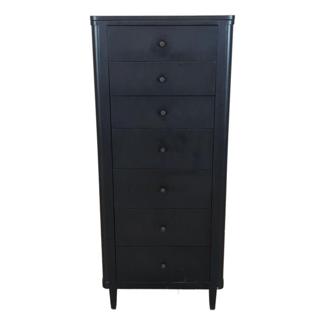 Crate and Barrel Tall Black 7-Drawer Chest For Sale