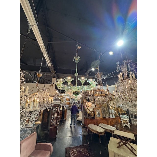 Modern Murano Pale Green 12-Light Chandelier For Sale - Image 3 of 6