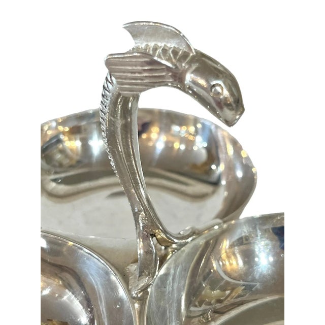Vintage French Silver Plate Three Section Nut Dish With Dolphin For Sale - Image 6 of 13