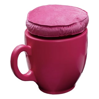 Contemporary Tea Cup Stool in Fuchsia Pink For Sale