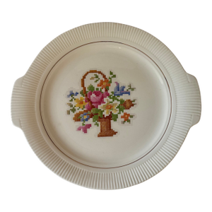 Trompe L’oeil Needlepoint "Victory Basket” Cake Plate