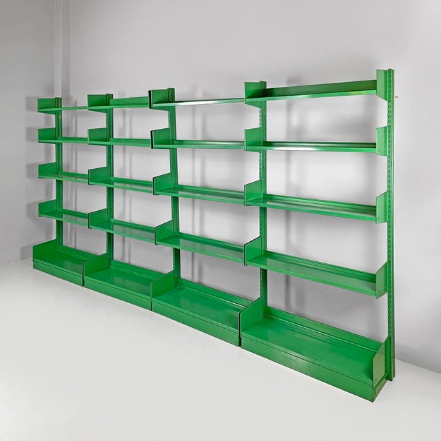 1970s Italian Modern Green Metal Bookcase, 1970s, Set of 4 For Sale - Image 5 of 18
