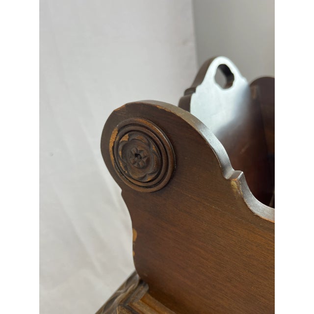 Vintage 1930s Mahogany Magazine & Book Stand - Jacobean/Victorian-Revival Period For Sale - Image 13 of 15