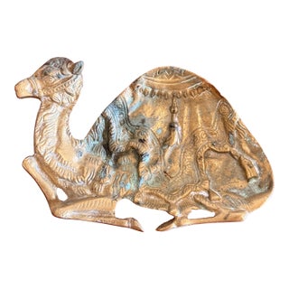 Vintage Solid Brass Camel Dish / Change Tray For Sale