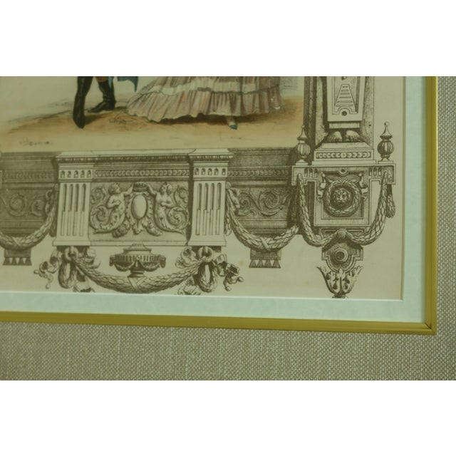 Brown Vintage Classical Colored Engraving Fashion Prints - a Pair For Sale - Image 8 of 12