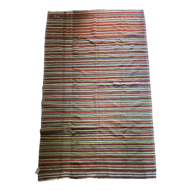 Vintage Striped Kilim | Modern Anatolian Flatweave| 6'x10' For Sale