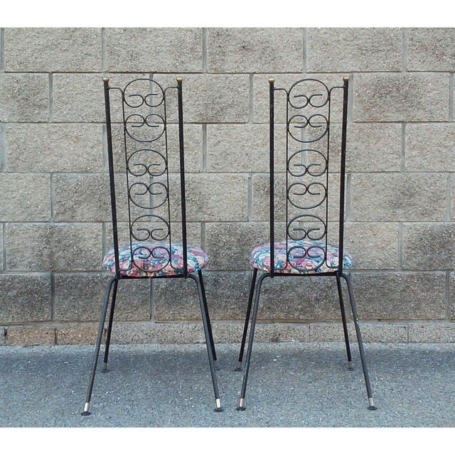 Mid-Century Spanish Revival Iron High Back Chairs Attributed to Arthur Umanoff For Sale In Detroit - Image 6 of 7