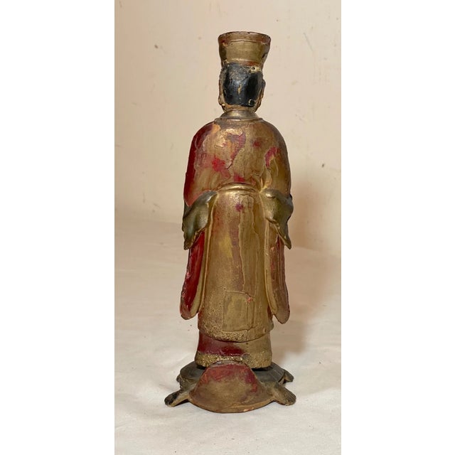 Gold Antique 19th Century Chinese Daoist Deity Xuanwu Wood Sculpture Statue Figure For Sale - Image 8 of 11