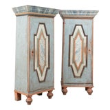 Late 18th Century Original Painted Pair of Swedish Baroque Narrow Cabinets For Sale