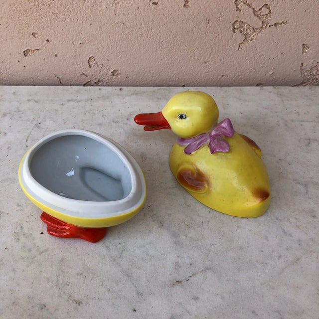 C.1930 German Porcelain Duckling With Bow Box For Sale - Image 4 of 7