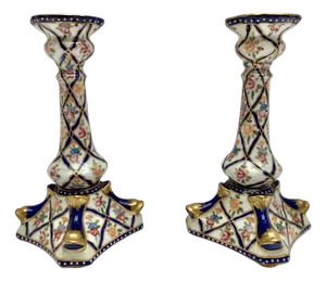 Vintage French Porcelain Candlesticks, 1960, Set of 2