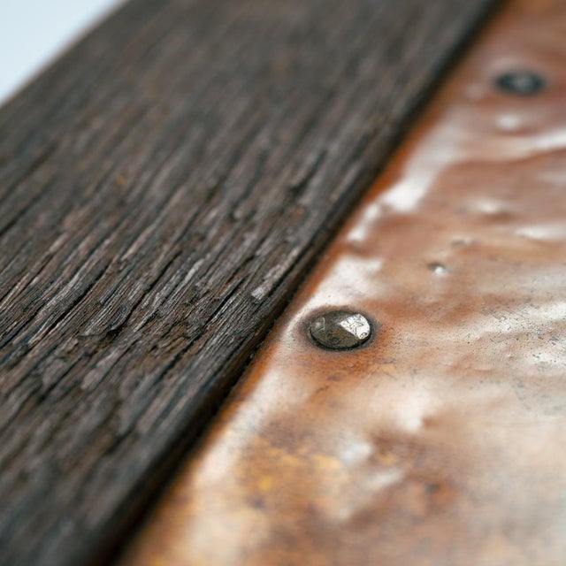 Wood Brutalist Copper and Oak Side Table, 1970s For Sale - Image 7 of 15