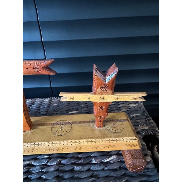 Vintage Handcarved Tramp Art Folk Art Wooden Sculpture For Sale - Image 16 of 18