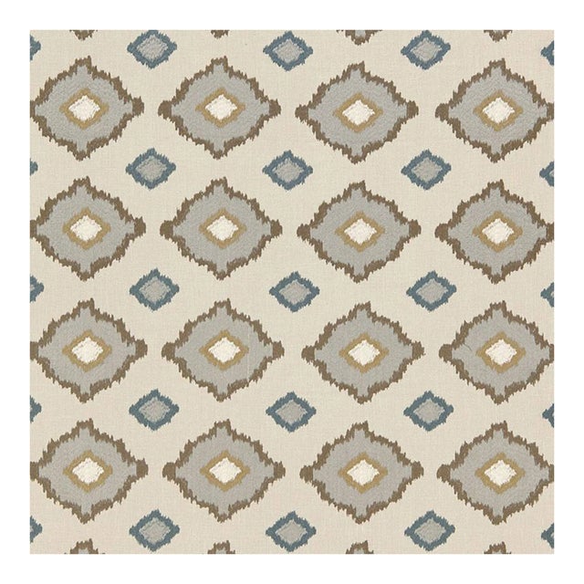 Sample - Schumacher X Martyn Lawrence Bullard Sikar Embroidery Fabric in Flax For Sale