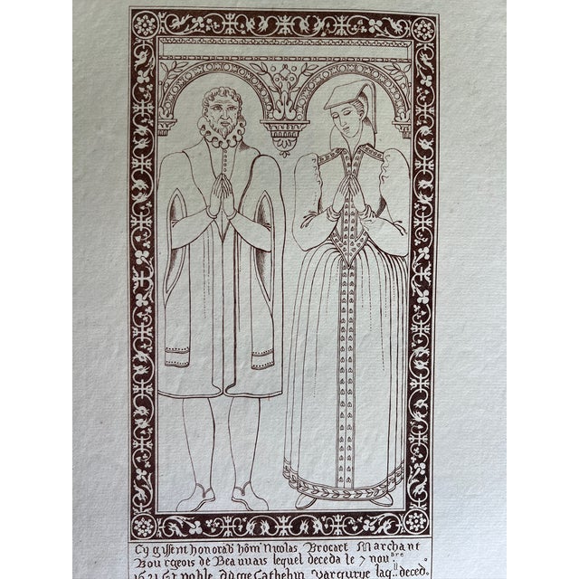 French Antique French Engraving From the Roger De Gaignières Collection – Beauvais Tomb Monument For Sale - Image 3 of 5